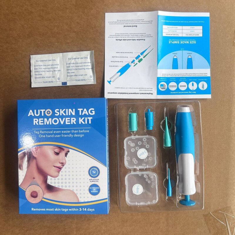 2 In1 Painless Auto Skin Tag Mole Wart Removal Kit Cleaning Tools Face Skin Care Body Wart Dot Treatments Remover Beauty Health