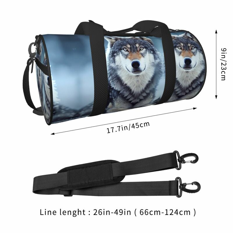 กระเป๋ากีฬาฤดูหนาวลายหมาป่าสวย tas GYM ในยิมกระเป๋าถือดีไซน์แบบพกพารูปสัตว์คู่ธรรมชาติกระเป๋าออกกำลังกาย