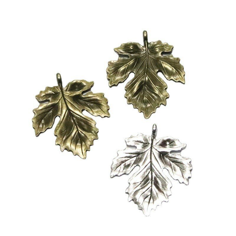 20 Buah/Lot Daun Maple 41*34.5MM Aksesori Perhiasan DIY Pesona Warna Perunggu Berlapis Perak Antik