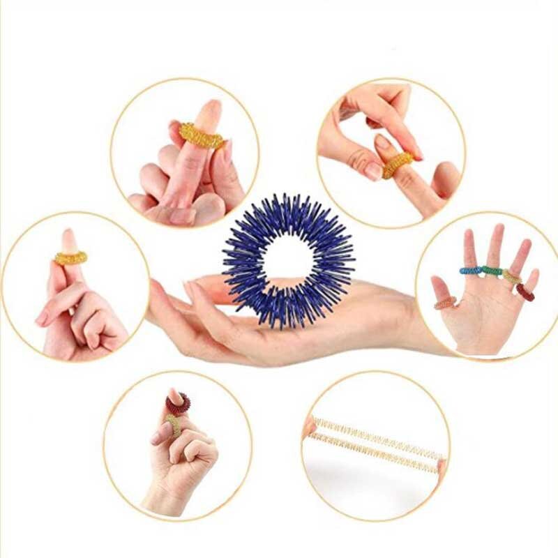 Mini anneau de doigt de décompression à ressort, masseur de doigt, outil de massage des mains relaxant, 5 pièces