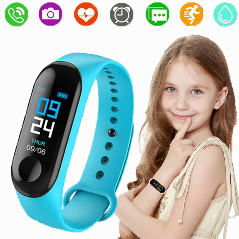 Relógio inteligente para crianças esporte pulseira criança pulseira de fitness rastreador crianças à prova dwaterproof água relógio inteligente meninas wach reloj