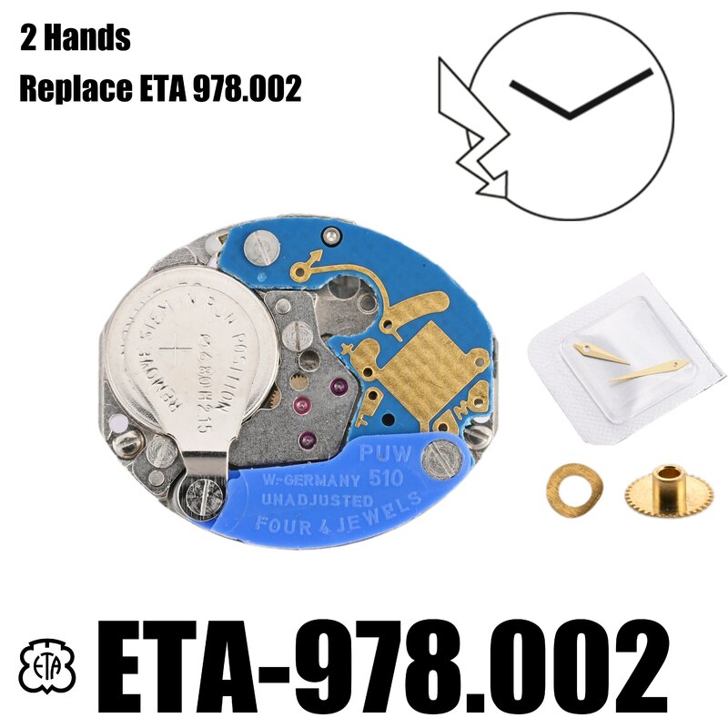 Accessorio per orologio nuovissimo quarzo a due mani sostituisce il movimento ETA 978.002 978002 due mani movimento argento lancette regalo orologio