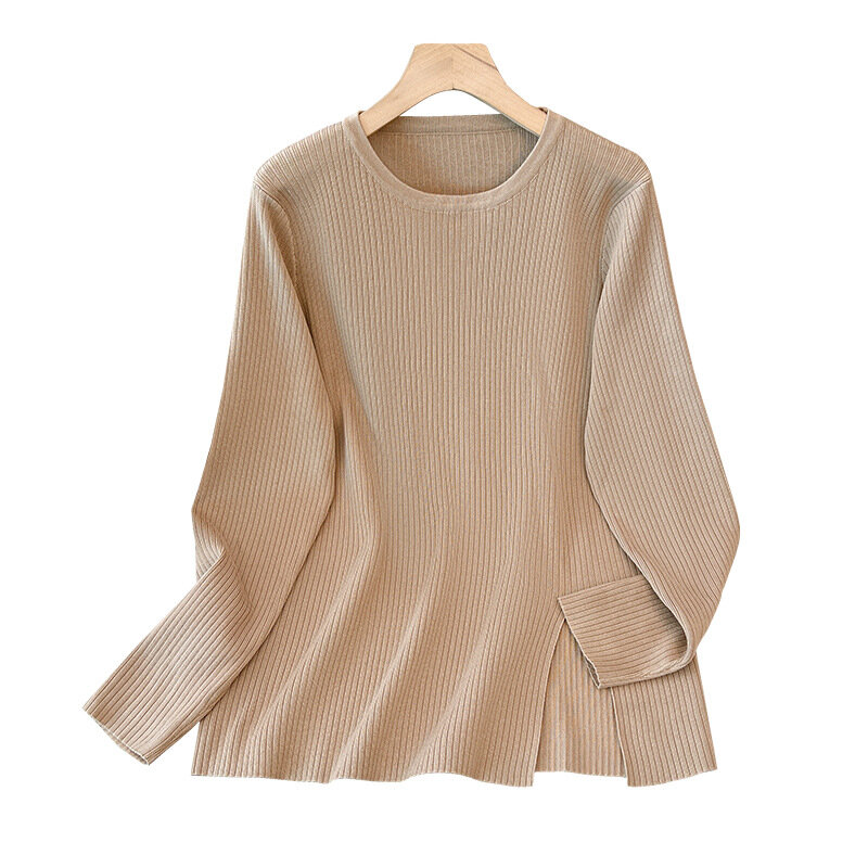 Plus Size damski biust 150 jesienna rozdzielony pulower na co dzień z okrągłym dekoltem luźna dolna koszula w paski 5XL 6XL 7XL 8XL 9XL 150Kg