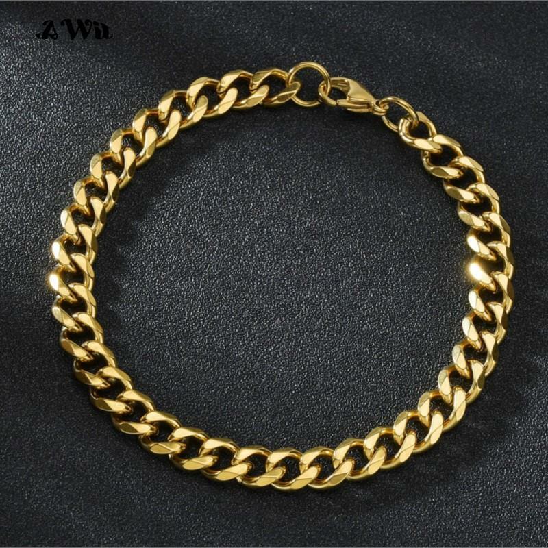 Awit Miniamlist Mannen Armband Gouden Sieraden Street Style Rvs 316l 18K Vergulde Cubaanse Ketting Armbanden Voor Vrouwen