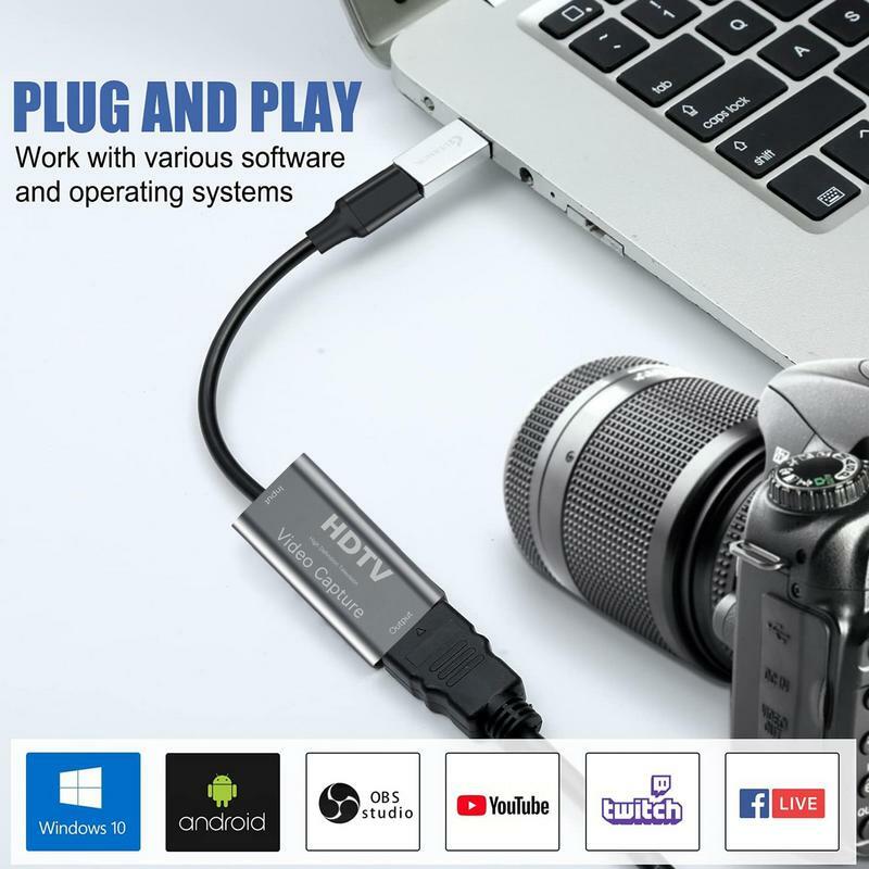 비디오 캡처 카드 레코드 캡처 장치, 비디오 게임 방송용, USB C에서 고화질 멀티미디어 인터페이스, USB 3.0, 4K