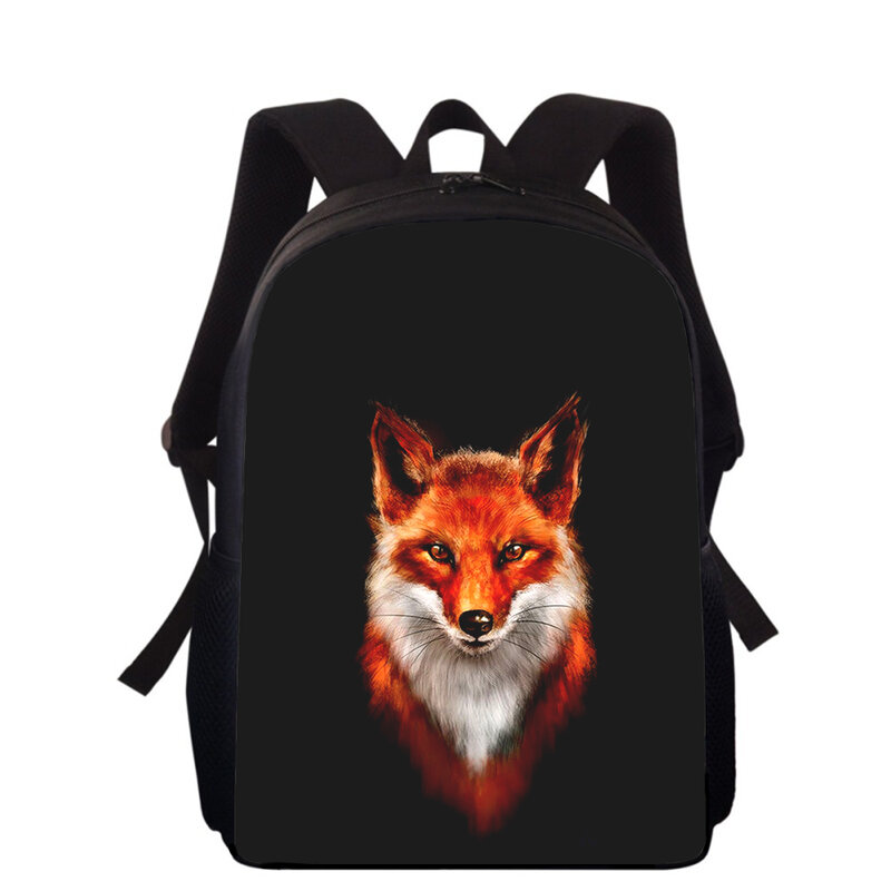 Fox animal-mochila con estampado 3D para niños y niñas, morral escolar de 15 pulgadas, para libros y escuela primaria