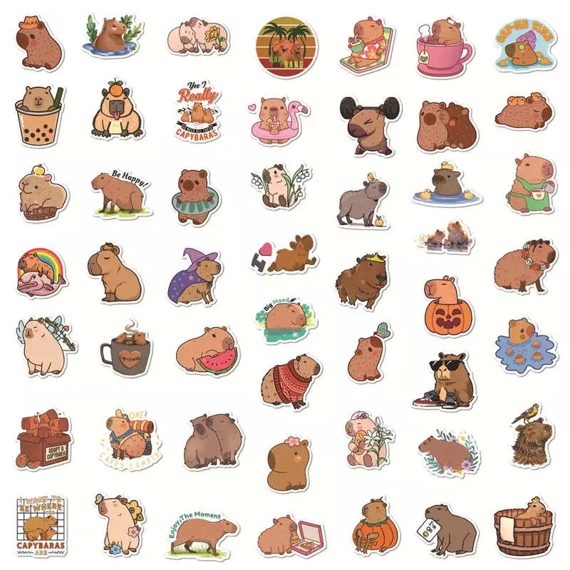 10/30/50PCS New INS Capybara Animal Stickers Cartoon Creative Animation iPad Desk Luggage  Chair Decoration Waterproof Wholesale
