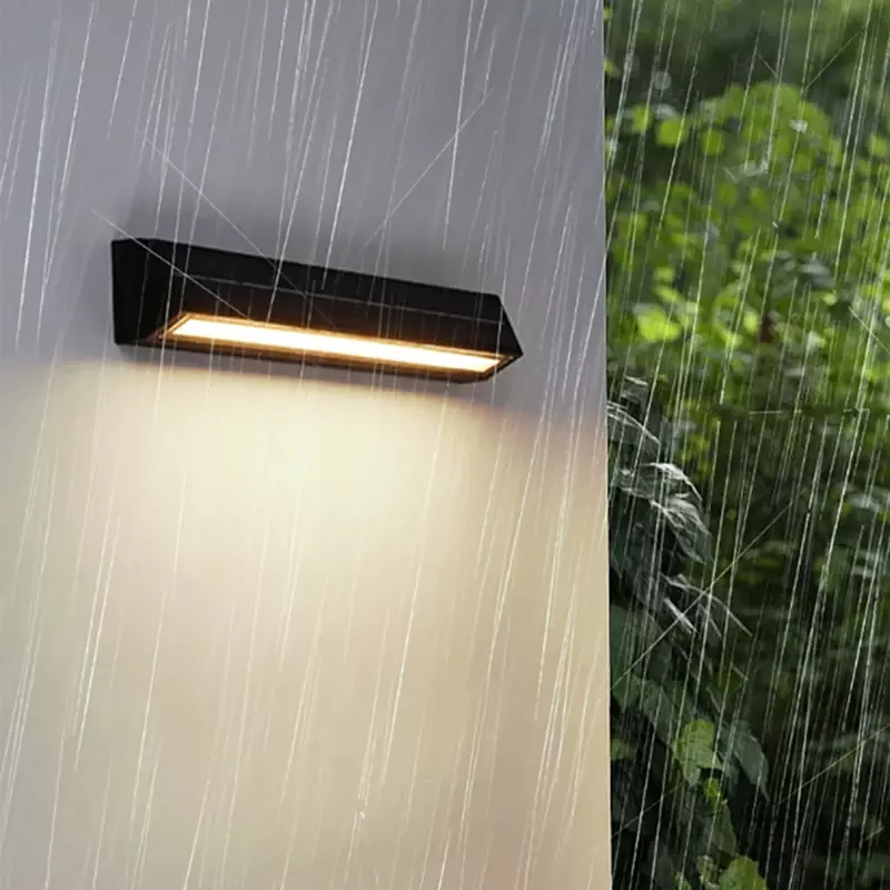 Lampa ścienna na energię słoneczną przed drzwi wejściowe na zewnątrz wodoodporne ściana zewnętrzna oświetlenie dziedzińca nowoczesna lampa z pasem prosty długi