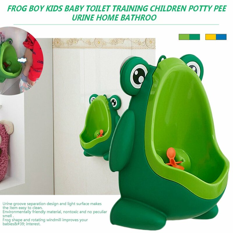Orinal de entrenamiento ergonómico portátil para niños, urinario con forma de rana para orina, baño en casa