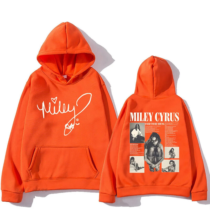 Kaus bertudung kasual lengan panjang pullover gambar grafis Hip Hop dengan hoodie sudadera penyanyi Miley Cyrus bertudung untuk pria