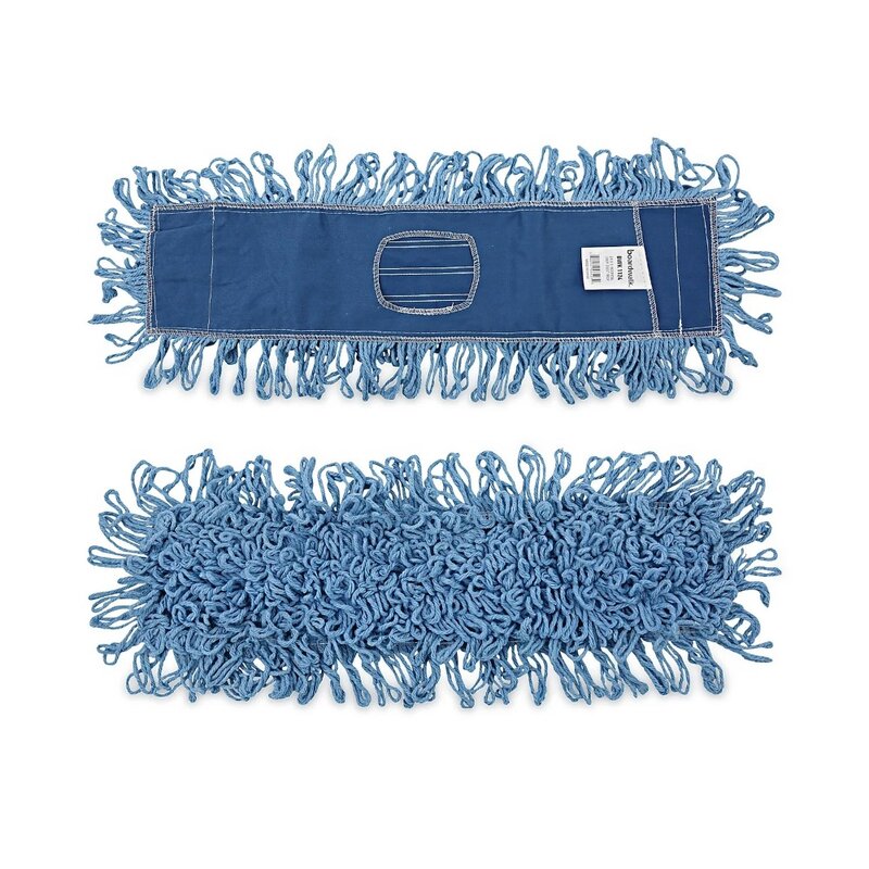 Dry Mopping Kit, 24 x 5 Blue Synthetic Head, 60" Natural Wood/Metal Handle