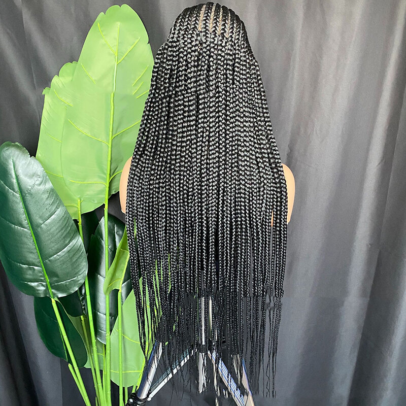 Parte profunda 32 polegadas preto natural peruca cheia do laço trançado perucas trança africano com o cabelo do bebê tranças perucas completas do laço trançado perucas