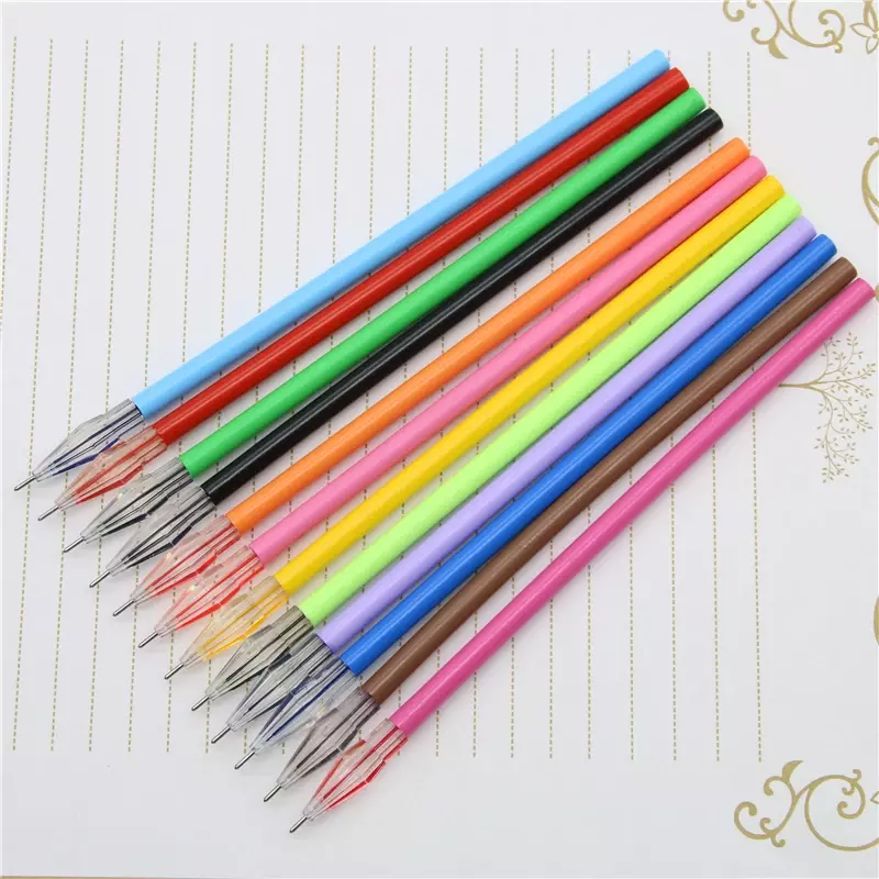 12 Teile/paket, diamant Kopf Fabrik Direkt Kreative Schreibwaren Candy-farbe Gel Stift Minen Für Die Core 0,38mm 12 Farbe