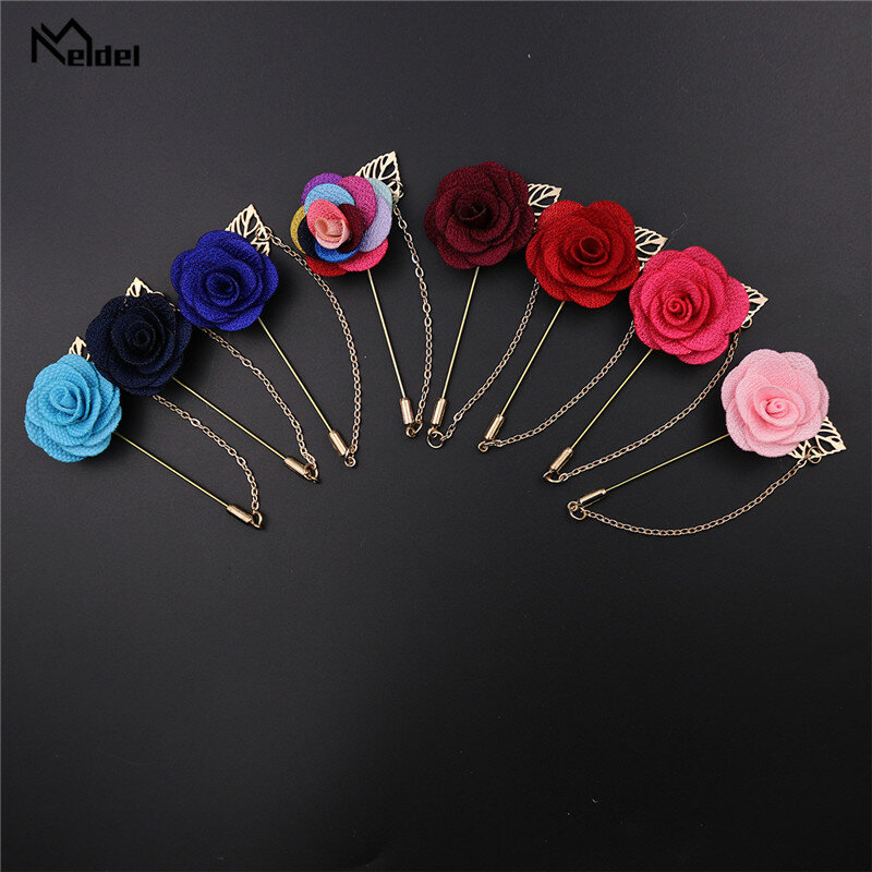 Wedding Boutonniere Groom Brooch Pins Buttonhole Groomsmen Corsage Artificial Rose Camellia Flower Pin Prom Party Accessories