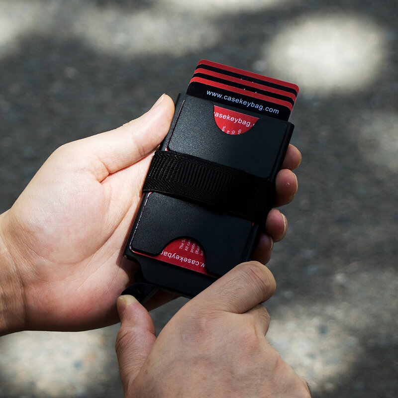 CASEKEY-RFIDカードホルダー,アルミニウム,拡張可能なバックプレート,ミニマリストメタル,スリム,12枚のカードを保持