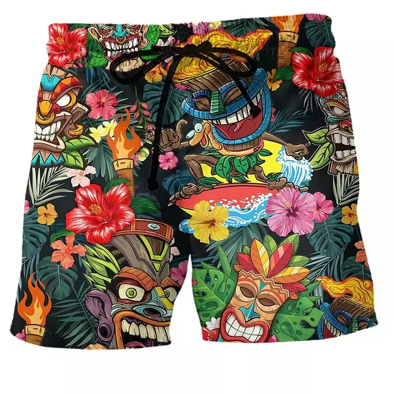 Pantalones cortos de playa para hombre y mujer, Shorts de baño con estampado de Calavera, verano 2024