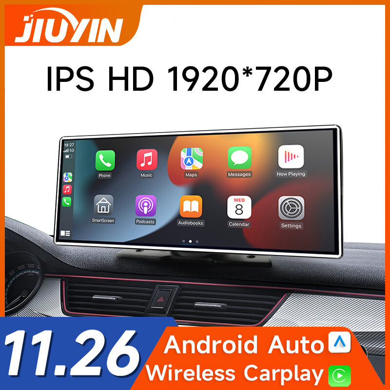 Новое обновление JIUYIN 10,25 дюймовый универсальный автомобильный радиоприемник мультимедийная навигация беспроводной CarPlay Apple Android автомобильное зеркало музыка MP5