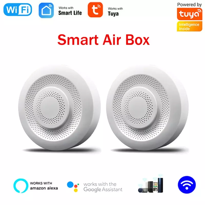 Tuya Wifi Air Box Smart Air Quality Monitor CO2 VOC sensore di Gas rilevatore di automazione rilevatore di allarme sensore di umidità della temperatura
