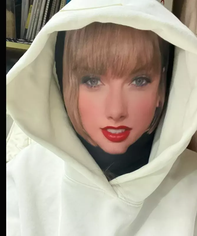 Copricapo Cosplay cappuccio in rete elastica stampata in 3D maschera integrale traspirante per donna uomo cantante Taylor Swift maschera per cappuccio Cospaly