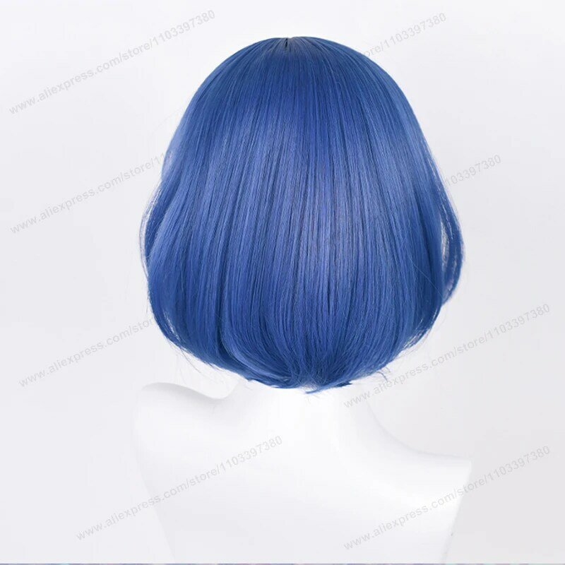 Парик для косплея аниме Yamada Ryo, 30 см, синие и серые волосы с шпилькой, термостойкие женские Искусственные парики + шапочка для парика