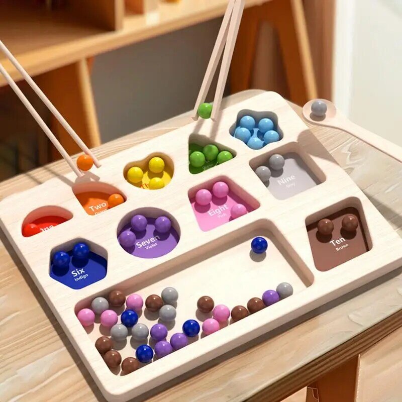 Montessori jogo de madeira para crianças, jogo de tabuleiro, cor, arco-íris, clipe, quebra-cabeça, educação precoce