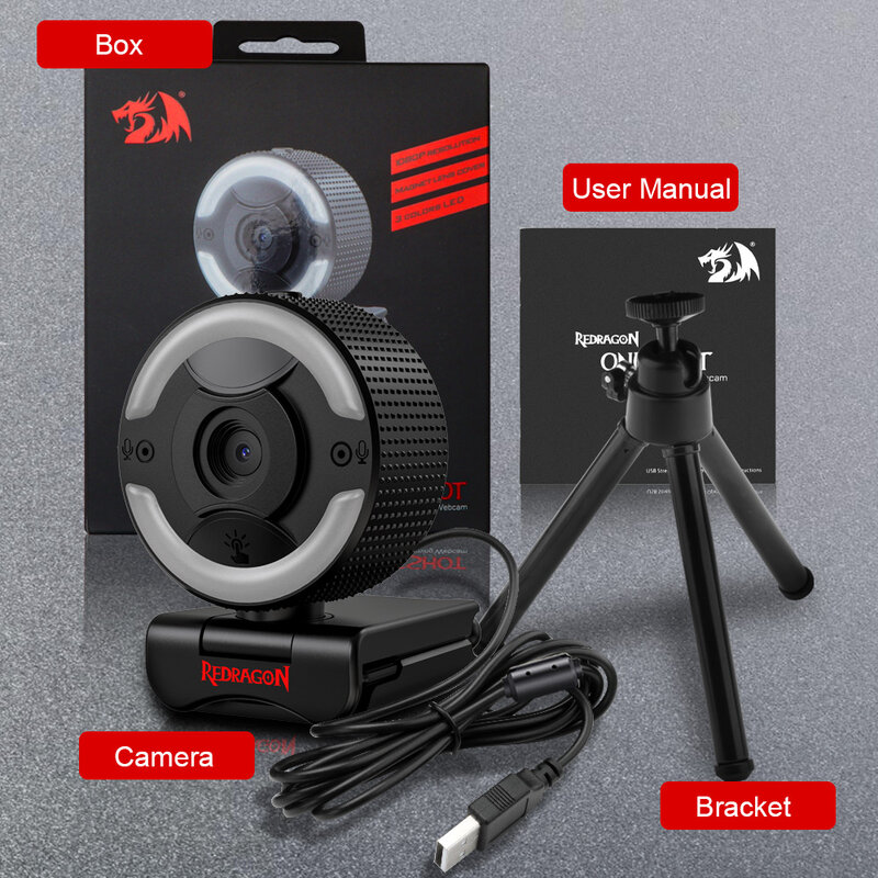 Webcam HD com microfone embutido, câmera USB para desktop, laptop, jogos, PC, foco automático, topo, GW910, 1920x1080p, 30fps, Oneshot