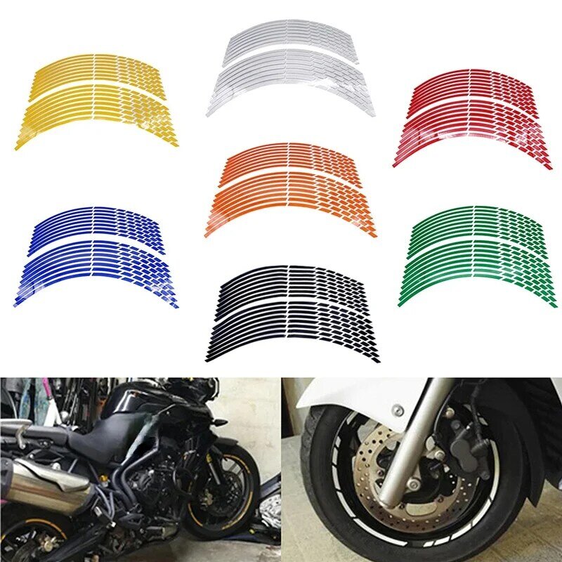 Pegatinas reflectantes para rueda de coche de motocicleta, cinta de llanta, calcomanías automáticas para Yamaha, Suzuki, Honda, Kawasaki, 17 ", 18", 19 ", 16 tiras