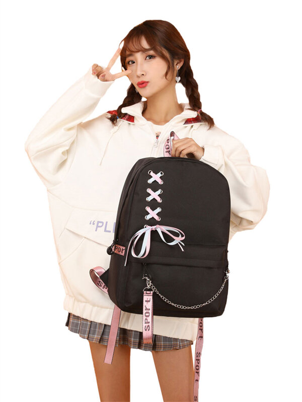 حقيبة ظهر للكمبيوتر المحمول تأثير Genshin ، حقيبة كتب لطلاب الجامعات ، المراهقين ، الفتيات ، Xiao