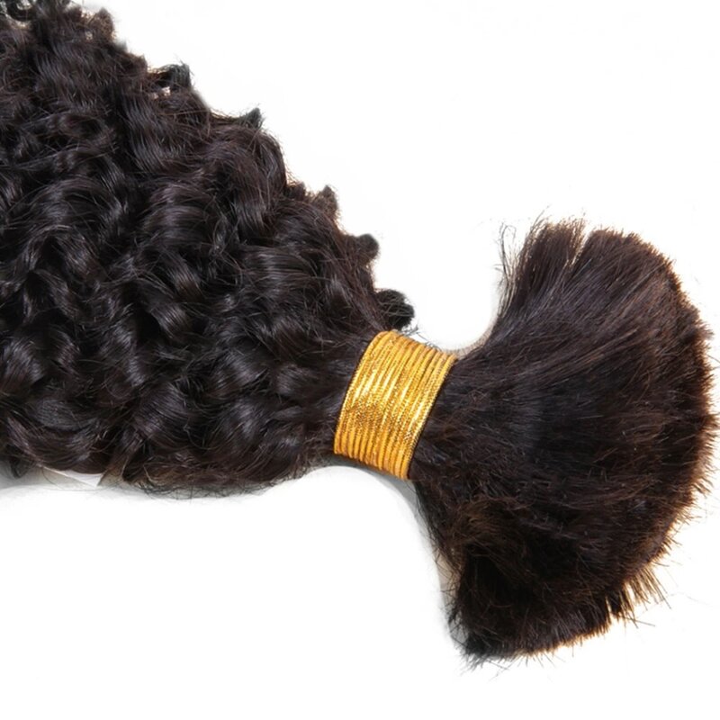 Kinky encaracolado cabelo humano a granel para trança mais mongol remy crochê humano trança extensão do cabelo sem tramas para as mulheres 10 "a 30"