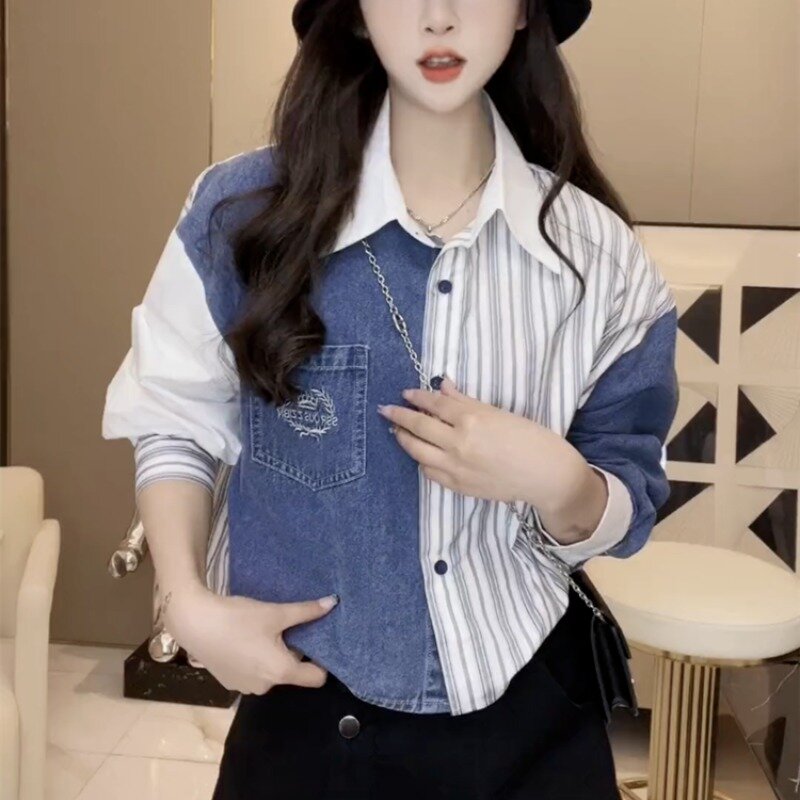 Женская весенне-осенняя Новая Модная элегантная рубашка-поло с длинным рукавом Повседневные универсальные тонкие корейские удобные топы