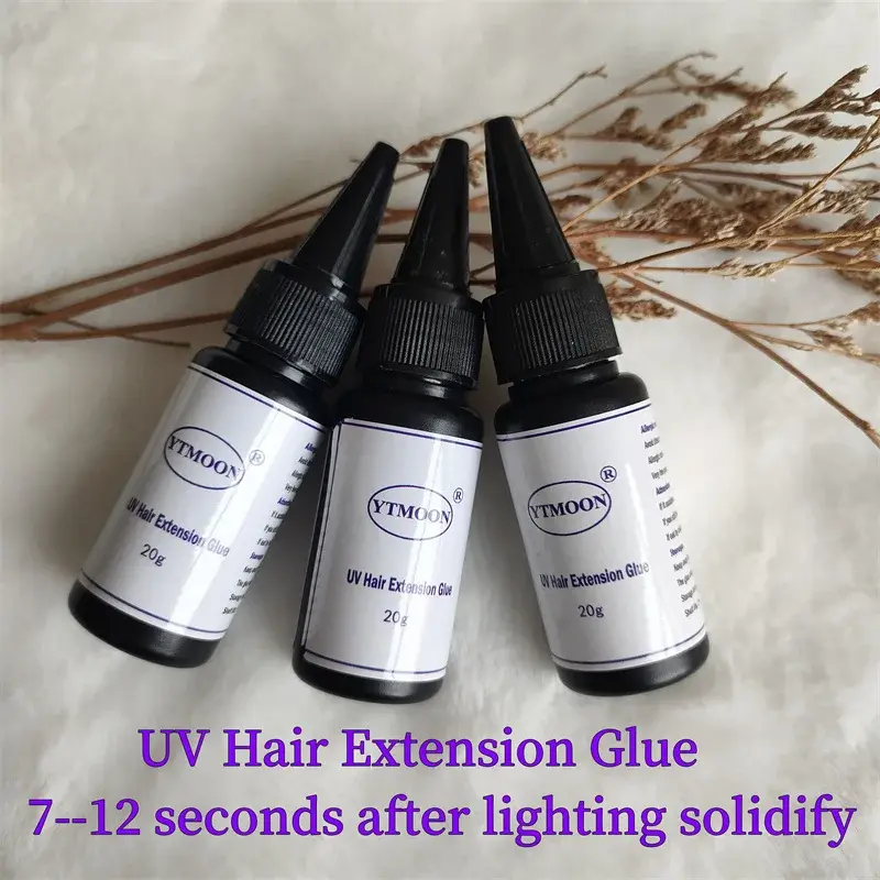 Cinta adhesiva UV para extensión de cabello, adhesivo duradero sin irritante, resistente al agua, a prueba de aceite, maquillaje profesional, salón de belleza, 20g