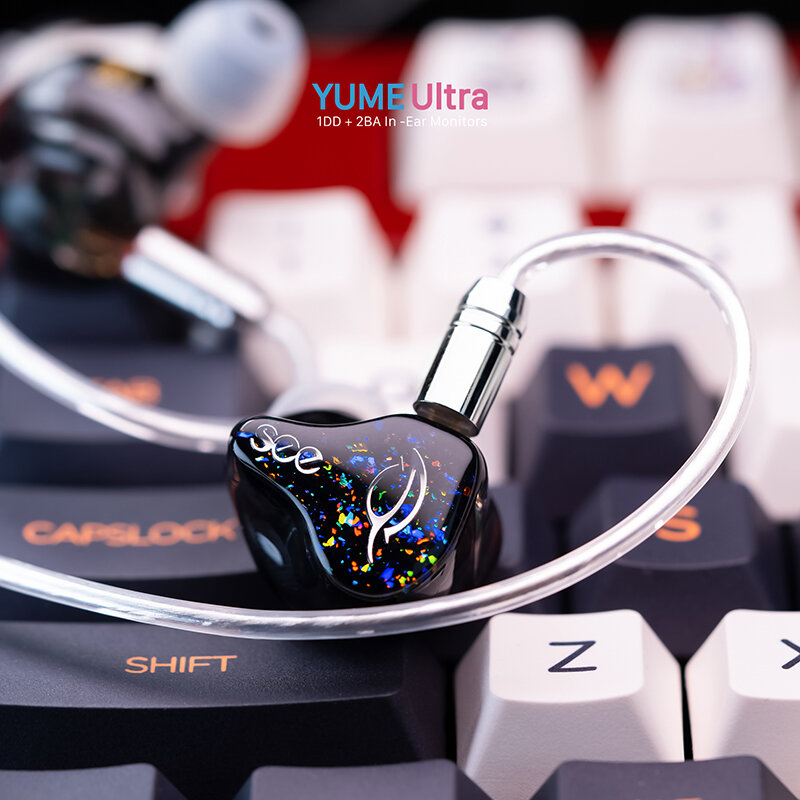 Yume-Ultra Hybrid Resin In-Ear Monitors, IEM Earphones, Earbuds, 2Pin, 0,78mm, Hifi Headphones, Cabo destacável, 1DD + 2BA