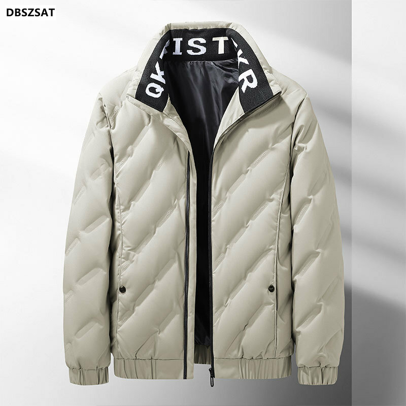 M-4xl Mens White Duck Down Jacket Winter Male Coats Zipper Stand Collar Patchwork Short Style Light Outerwear Clothes Hy195