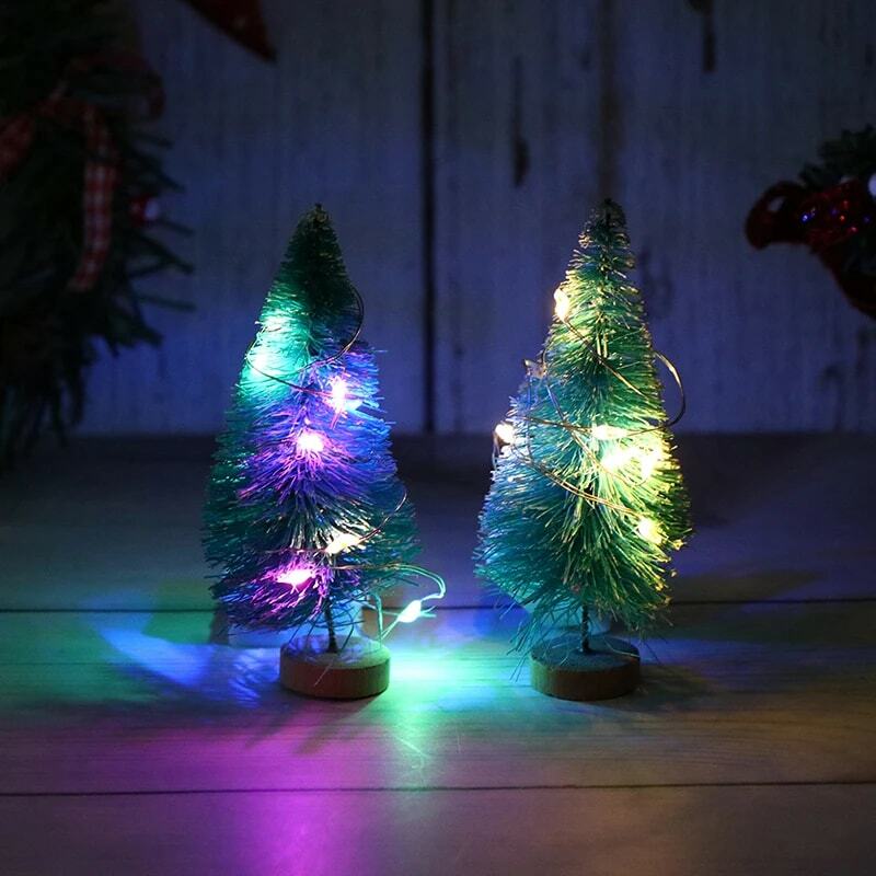 1Pc น่ารัก Mini LED Christmas Tree โคมไฟกลางคืนไฟ LED ไฟเบอร์ออปติกไนท์ไลท์เด็ก Xmas ของขวัญตกแต่ง Luminous light