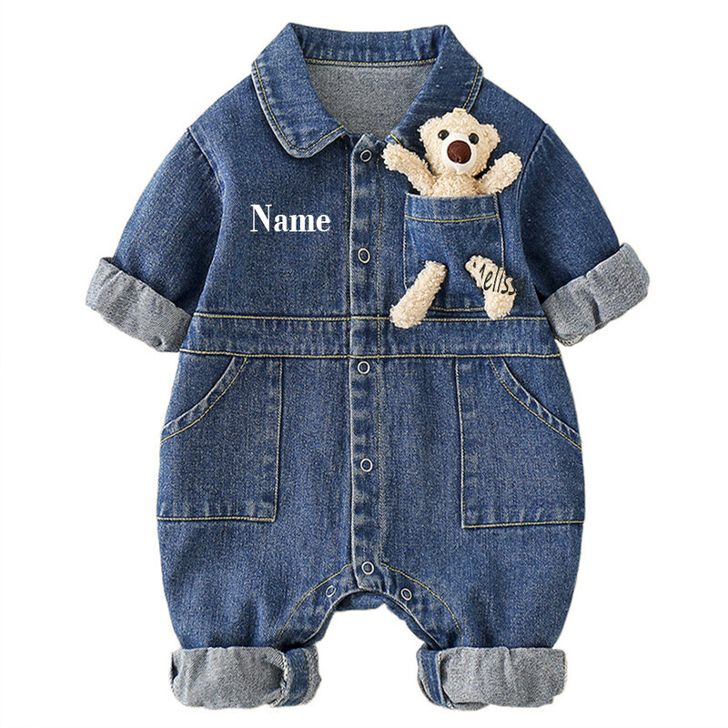 Jumpersuit bordado con nombre personalizado para niños, ropa de bebé para niños pequeños, regalos de Baby Shower, otoño y primavera