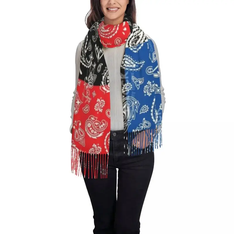 Bufanda con estampado personalizado para hombre y mujer, chal cálido con patrón de Bandana colorida, para invierno y otoño