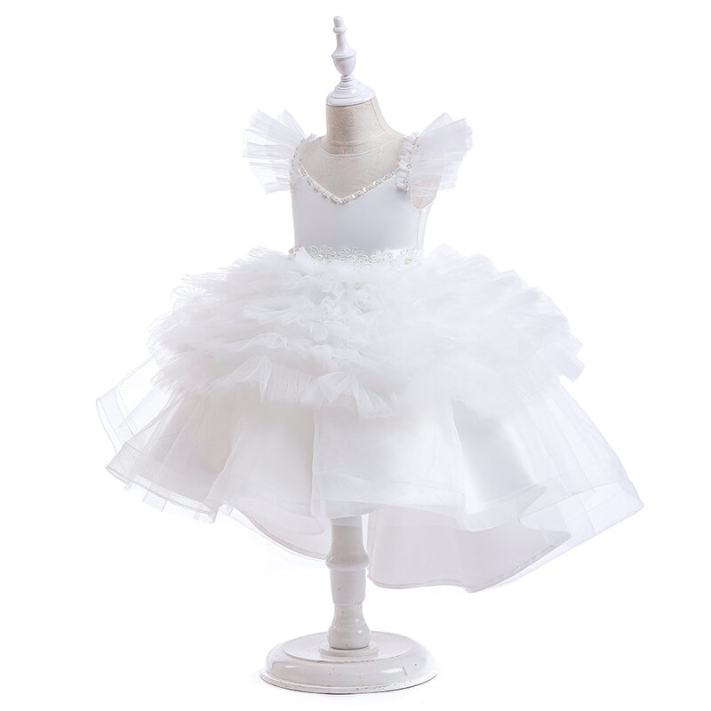 Neues Mädchen Prinzessin Geburtstag fliegende Ärmel Mesh Pompadour Kleid Kostüm