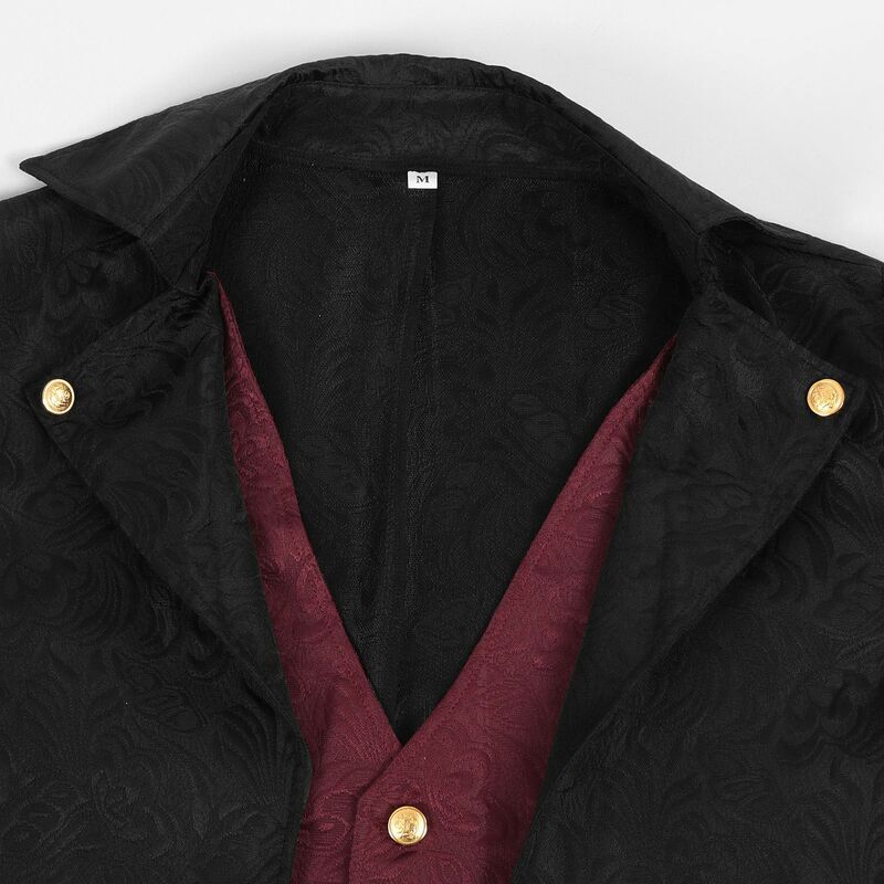 Średniowieczny frak czarny w stylu Retro kurtka męska płaszcze z paciorkami Cosplay Steam Punk kostium pałacowy strój europejski mundur