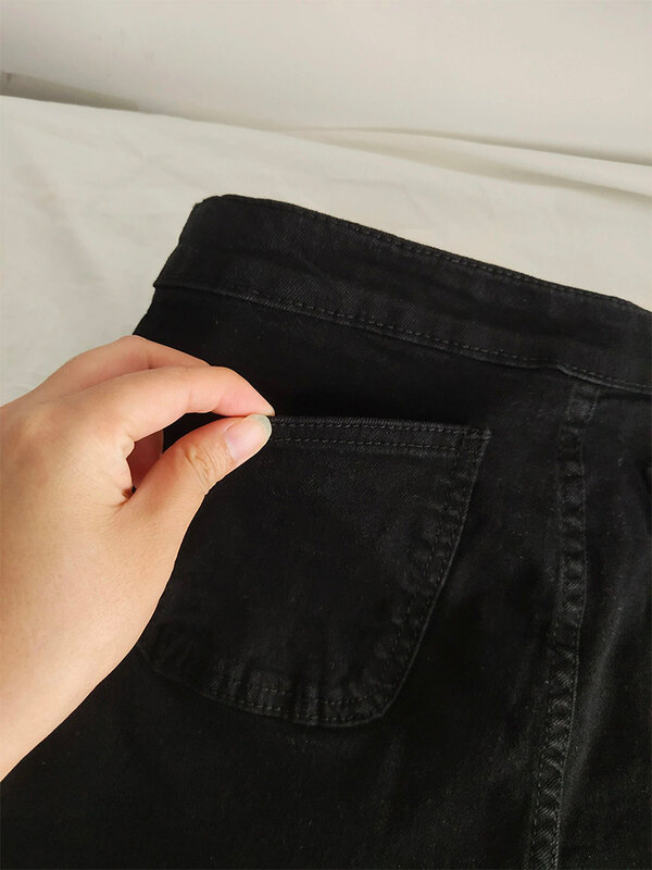 Pantaloncini di Jeans gotici neri da donna Jeans estivi a vita alta corti femminili Y2K Vintage Harajuku Punk a-line Jean pantaloni corti 2000s