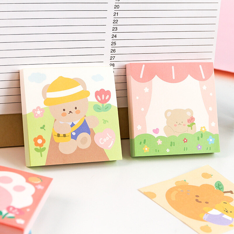 100 Sheets Mr. Bear II Kawaii Cartoon Animal Square Notes Message Book Memo Pad Paper 10 Types