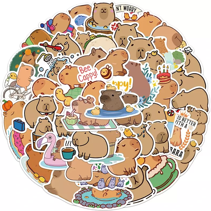10/30/50個かわいい漫画capybara pvc落書きステッカー付箋美的装飾スクラップブックdiy子電話文房具供給