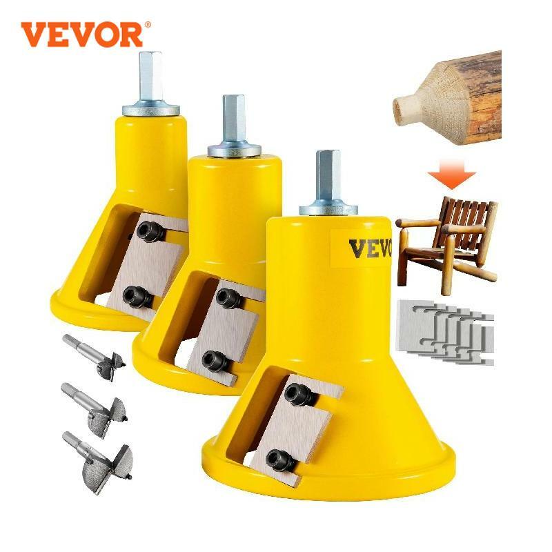 VEVOR 4/6/8Pcs Tenon Cutter Log Furniture Kit 1/1.5/2in Straight/Curved Blades Commercial Woodworking Tool for Corded Drill