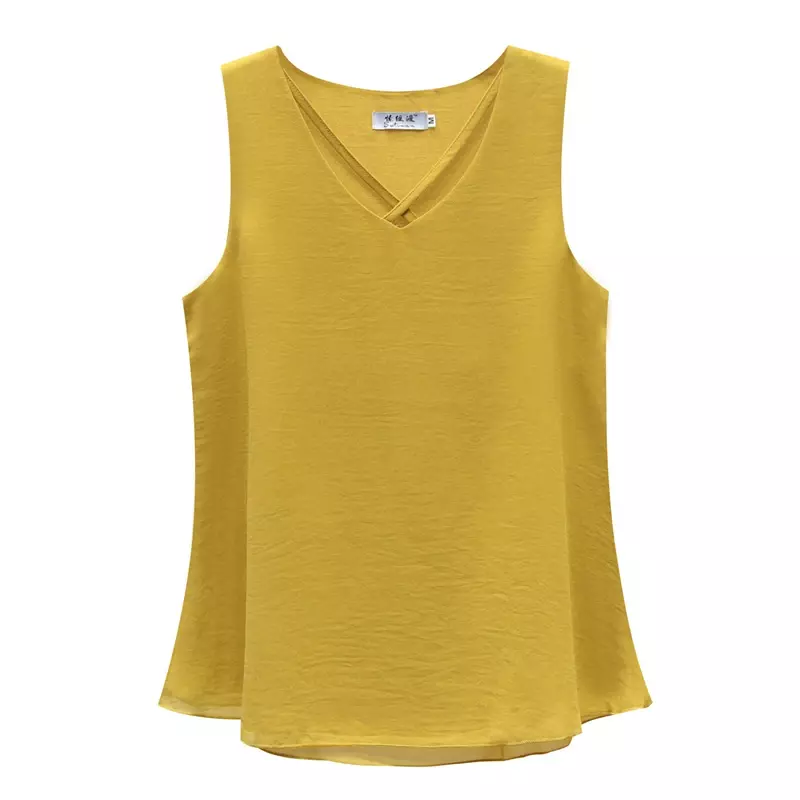 2022 Fashion New Women's Blouse Tops Summer Sleeveless Chiffon Shirt Solid V-neck Casual Blouse Oversize 6XL Loose Female Tops
