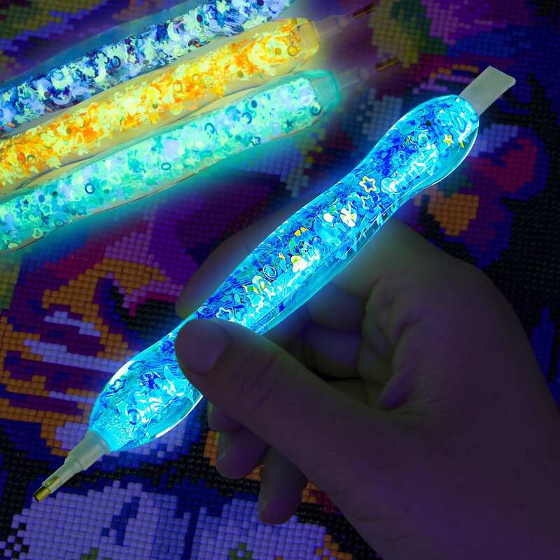 เครื่องมือวาดภาพเพชรเรซิน5D ปากกาสกปรกสีม่วงปากกาลายจุดเรืองแสงในที่มืดปากกาลูมิอัสปากกาอุปกรณ์เสริมการวาดภาพเพชร