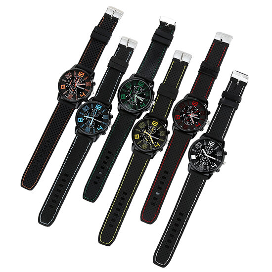 Часы наручные мужские кварцевые аналоговые, модные повседневные спортивные роскошные с силиконовым ремешком из нержавеющей стали