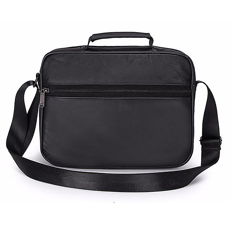 NEW-Men Genuine Leather Bags Messenger Bag Men Shoulder Bag Crossbody Bags Black Retro Multifunction Handbags