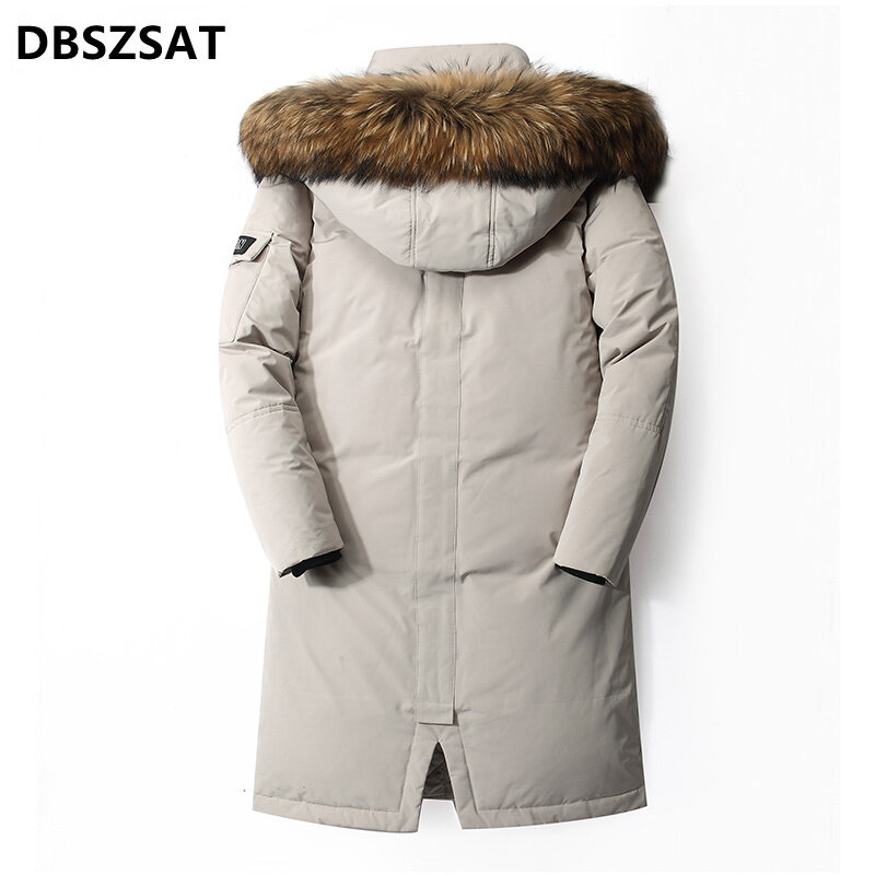 2023 nuova giacca invernale calda in piumino d'anatra bianca con cappuccio in pelliccia staccabile-cappotto da uomo con cappuccio multitasche da 30 gradi