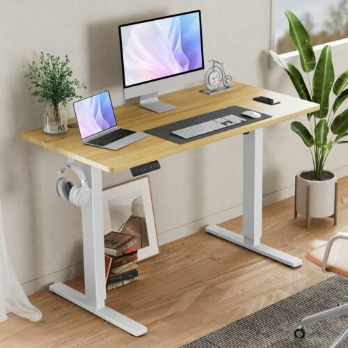 Meja berdiri elektrik, meja berdiri listrik tinggi 55 "tinggi dapat disesuaikan untuk rumah kantor