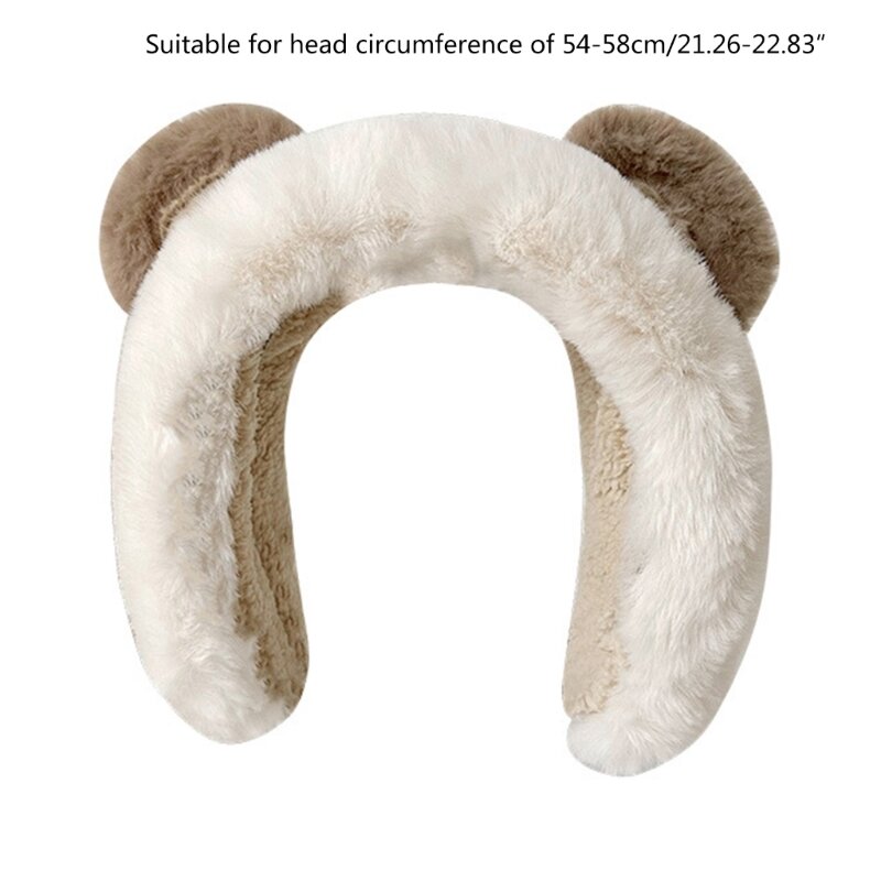 F42F Bear Earmuffs Headwear Stay Warm and Trendy Pudsy Bear Ear Warmers