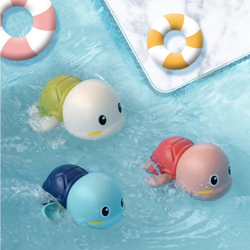 Juguete de agua clásico para bebé, Tortuga de natación, cadena enrollada, mecanismo de relojería, juguetes de baño para playa, 1 unidad